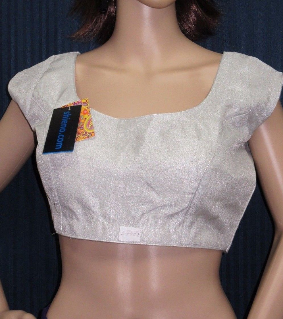 Silver Shimmer Choli / Stitched Blouse Large Size #37942 | Buy Saree Accessories Online